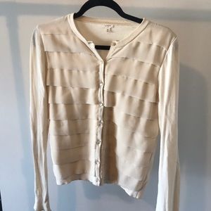 J. Crew cream ruffled cardigan
